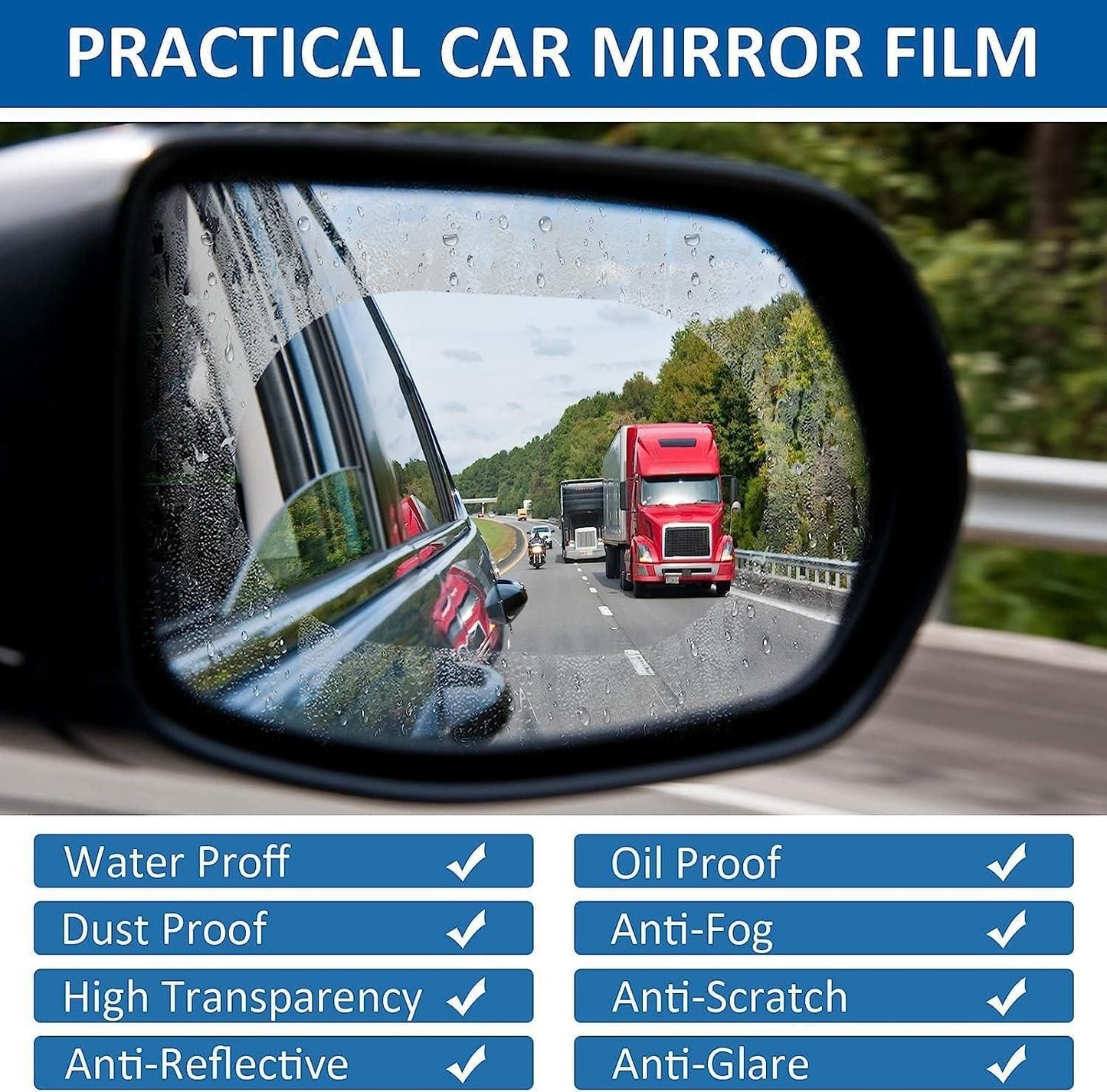 Anti-Fog & Rainproof Mirror Film (Pack of 2)